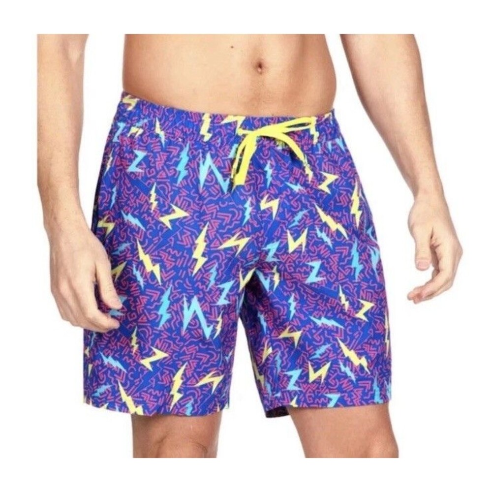 Tipsy Elves Men’s Sz XXL Swim Trunks Lightening Bolts Multicolored Beach Vacay
